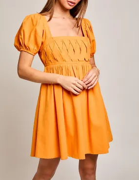 Saylor Lattice Detail Tangerine Mini Dress