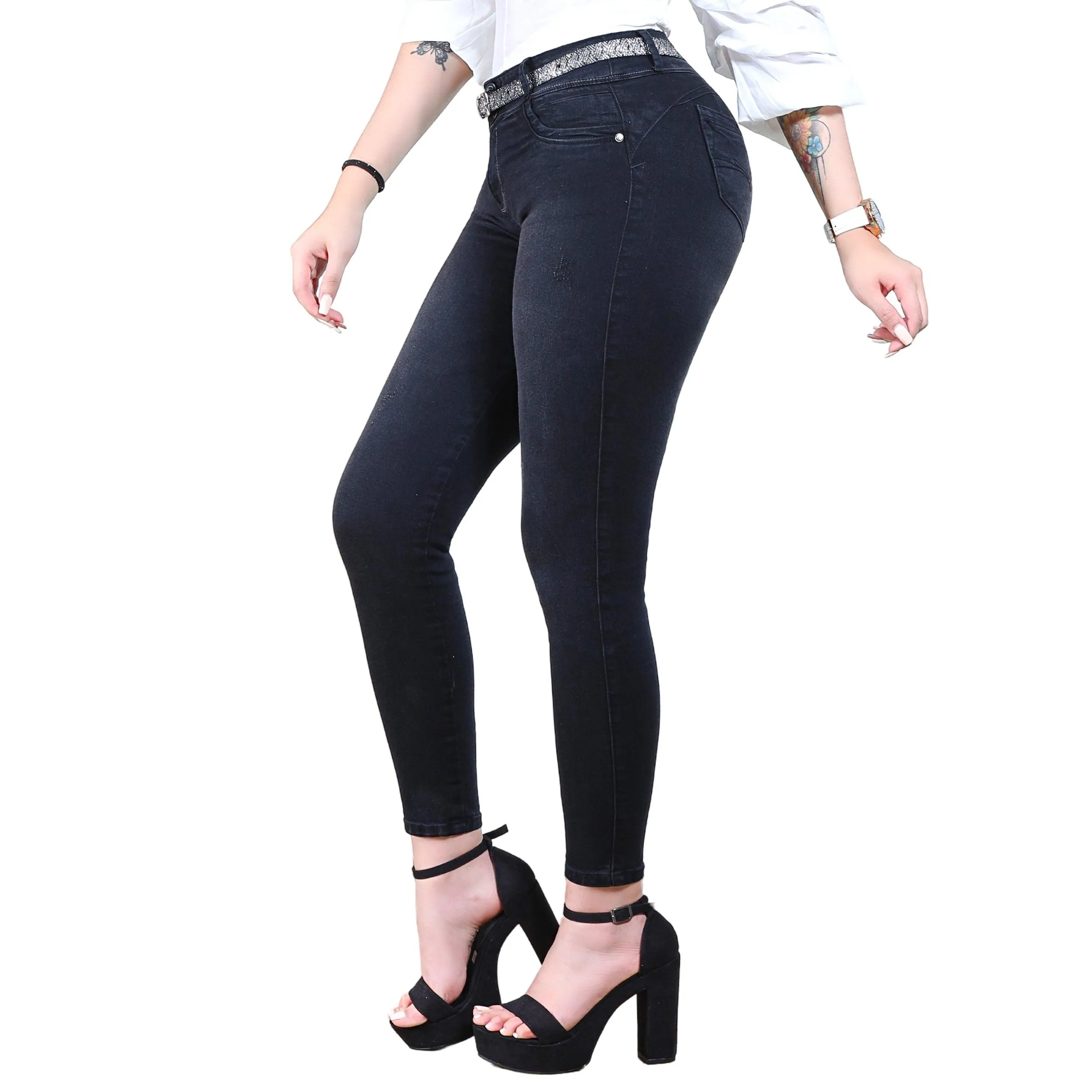 Skinny High Jeans Dark & Gray