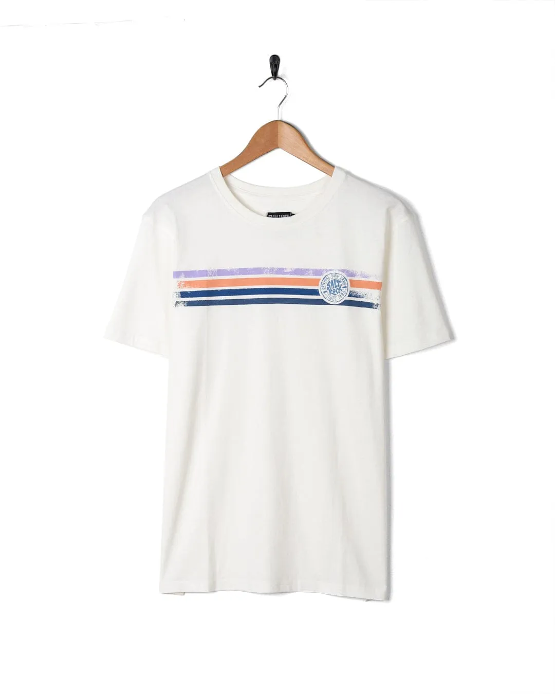 Spray Stripe - Mens Short Sleeve T-Shirt - White