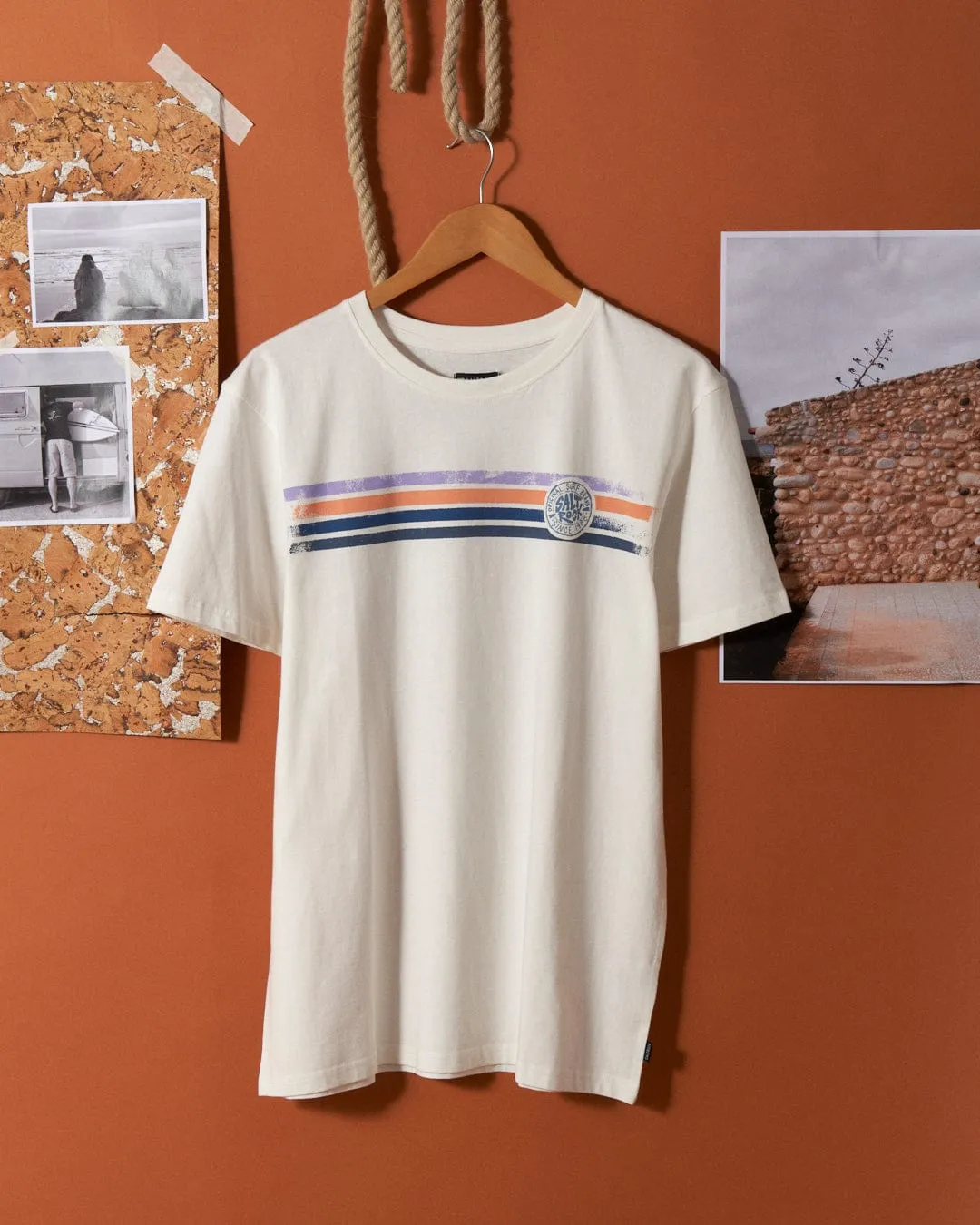 Spray Stripe - Mens Short Sleeve T-Shirt - White