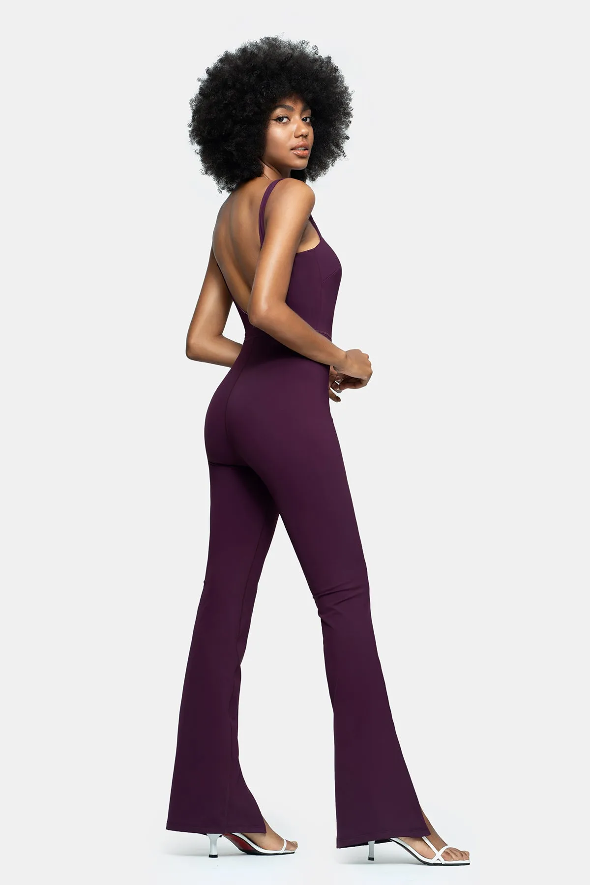 Square Neck Flared Leg Jumpsuit