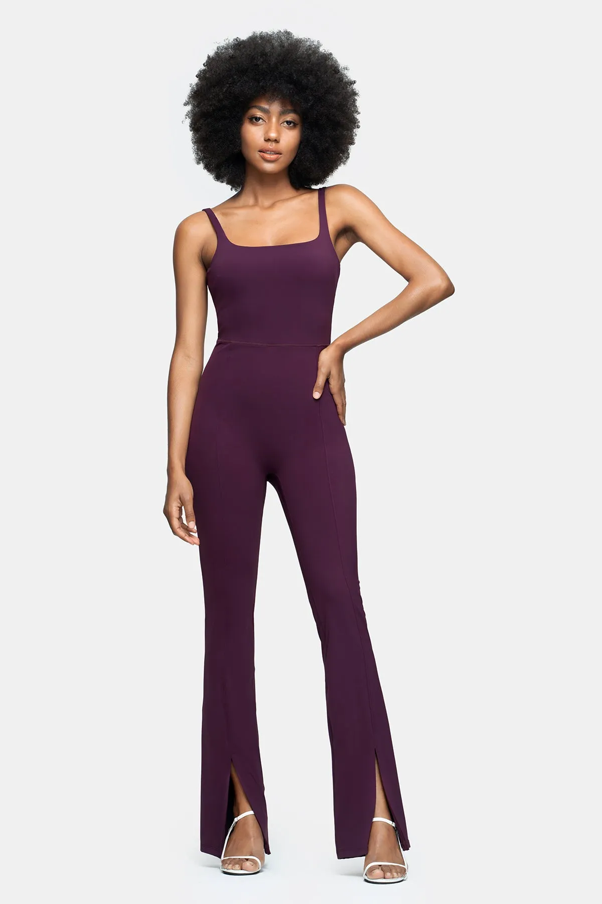 Square Neck Flared Leg Jumpsuit