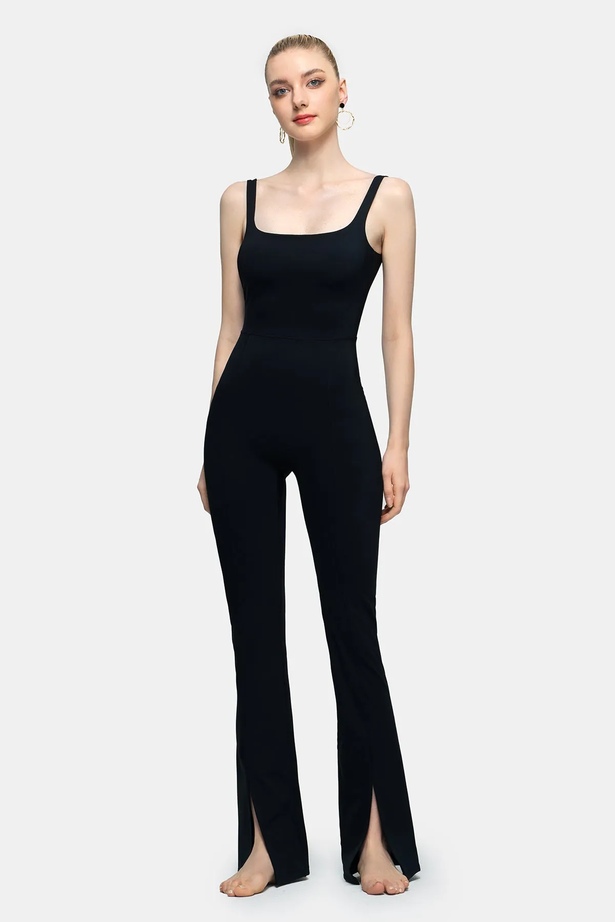 Square Neck Flared Leg Jumpsuit