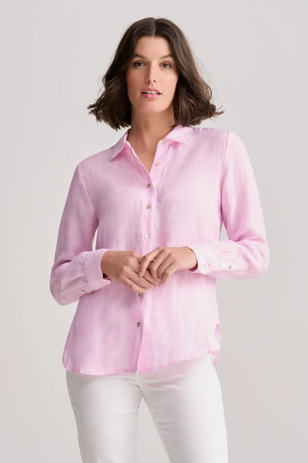 Stripe Linen Shirt - Pink Stripe