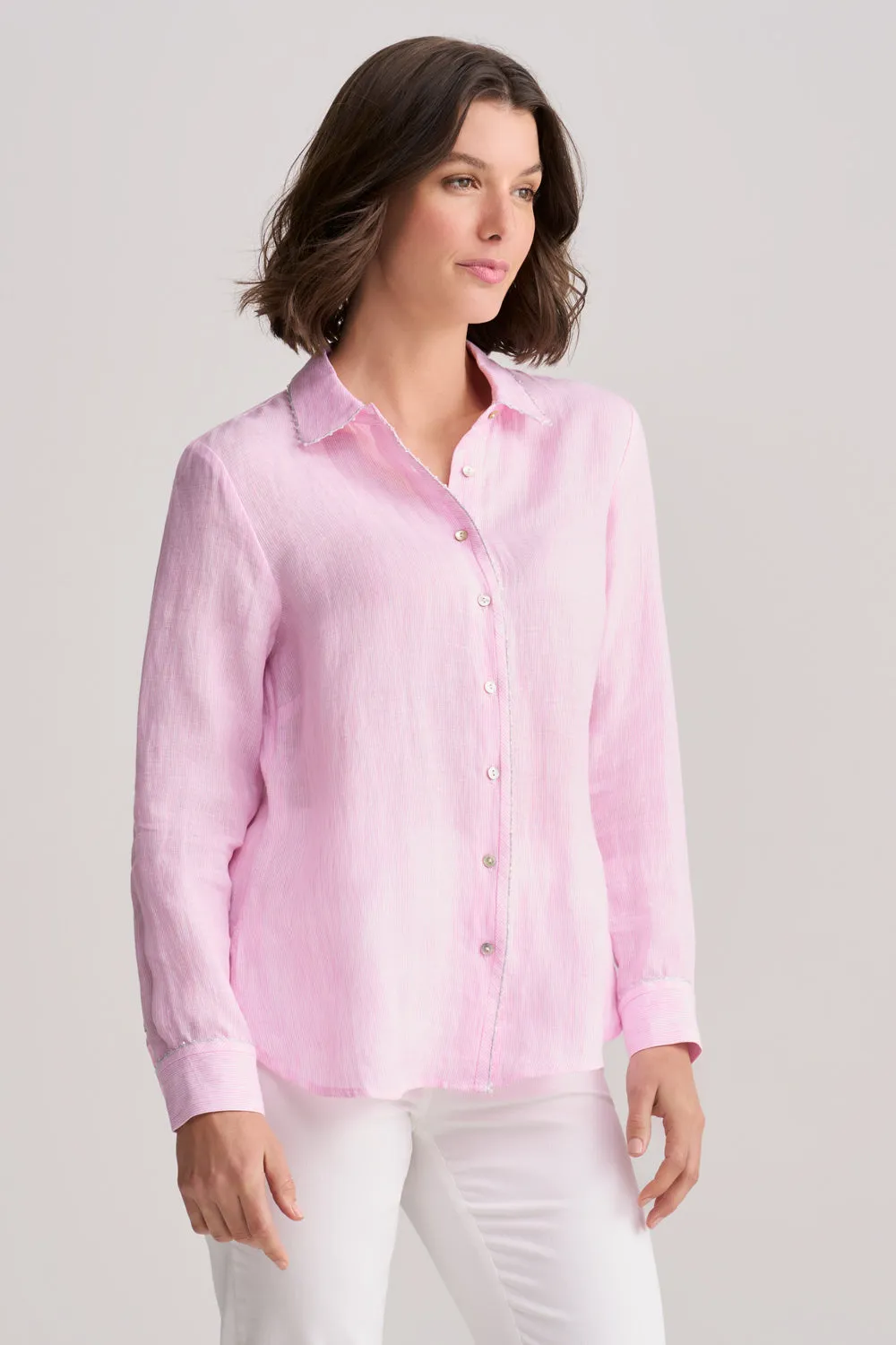 Stripe Linen Shirt - Pink Stripe