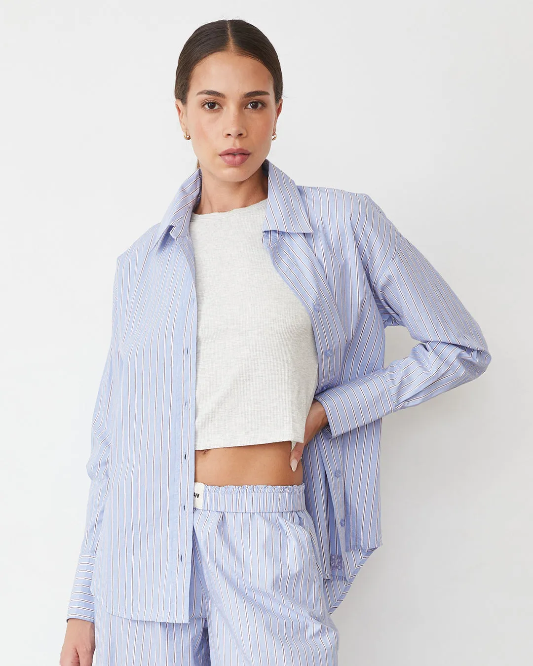 Stripe Poplin Oversized Shirt