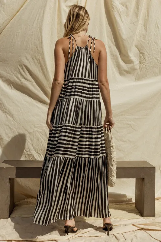 Stripe Tiered Maxi Dress