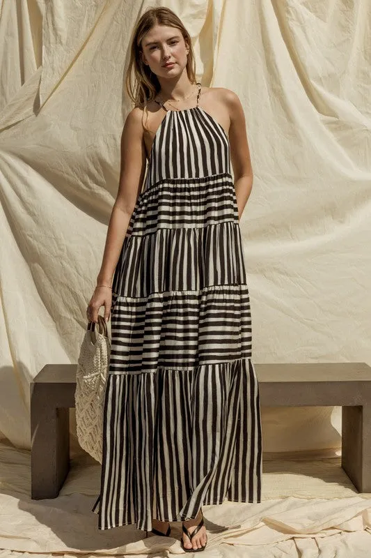 Stripe Tiered Maxi Dress