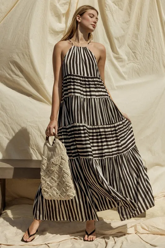 Stripe Tiered Maxi Dress