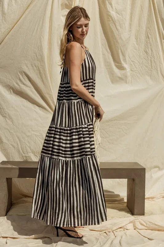 Stripe Tiered Maxi Dress