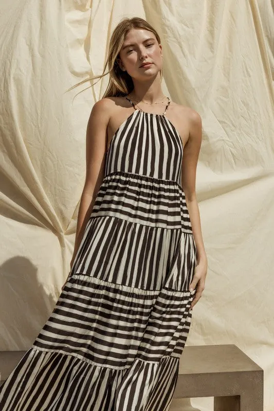 Stripe Tiered Maxi Dress