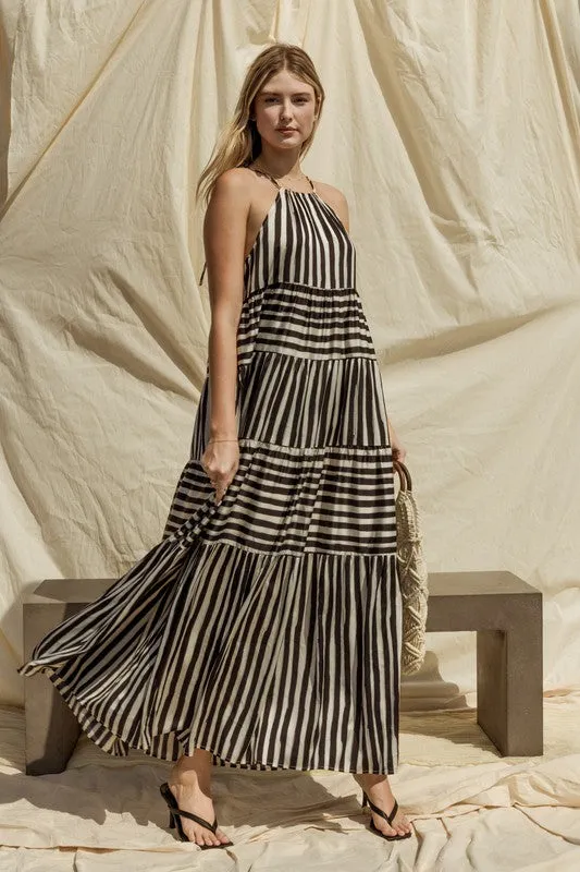 Stripe Tiered Maxi Dress