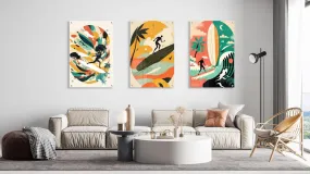 Surfing Style Set of 3 Prints Modern Wall Art Modern Artwork