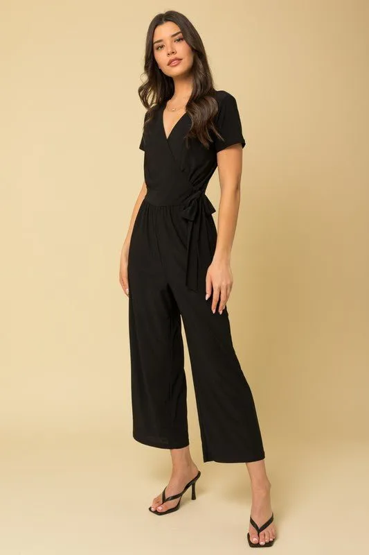 Surplice Cropped Jumpsuit