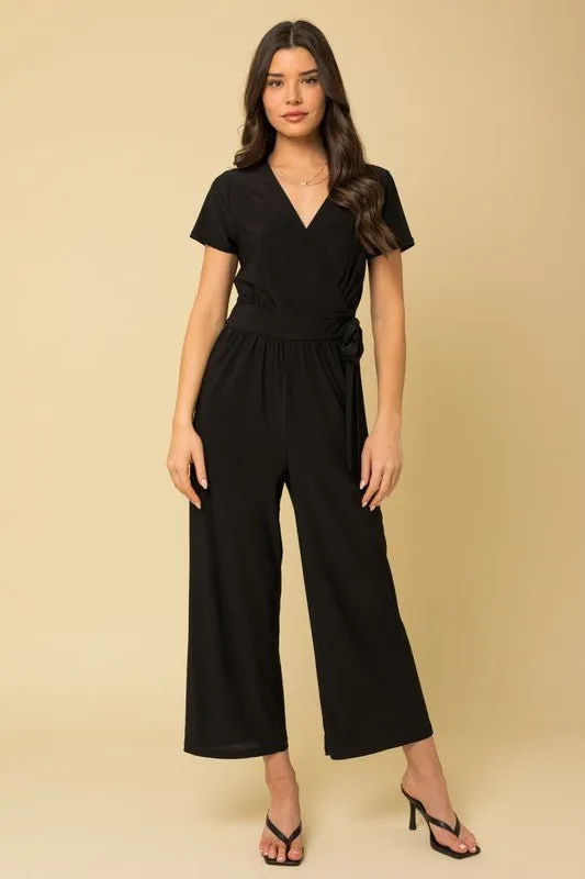 Surplice Cropped Jumpsuit