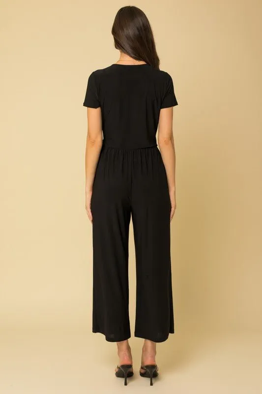 Surplice Cropped Jumpsuit