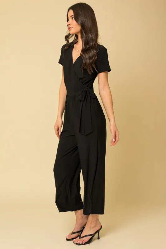 Surplice Cropped Jumpsuit