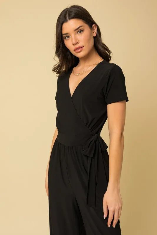 Surplice Cropped Jumpsuit