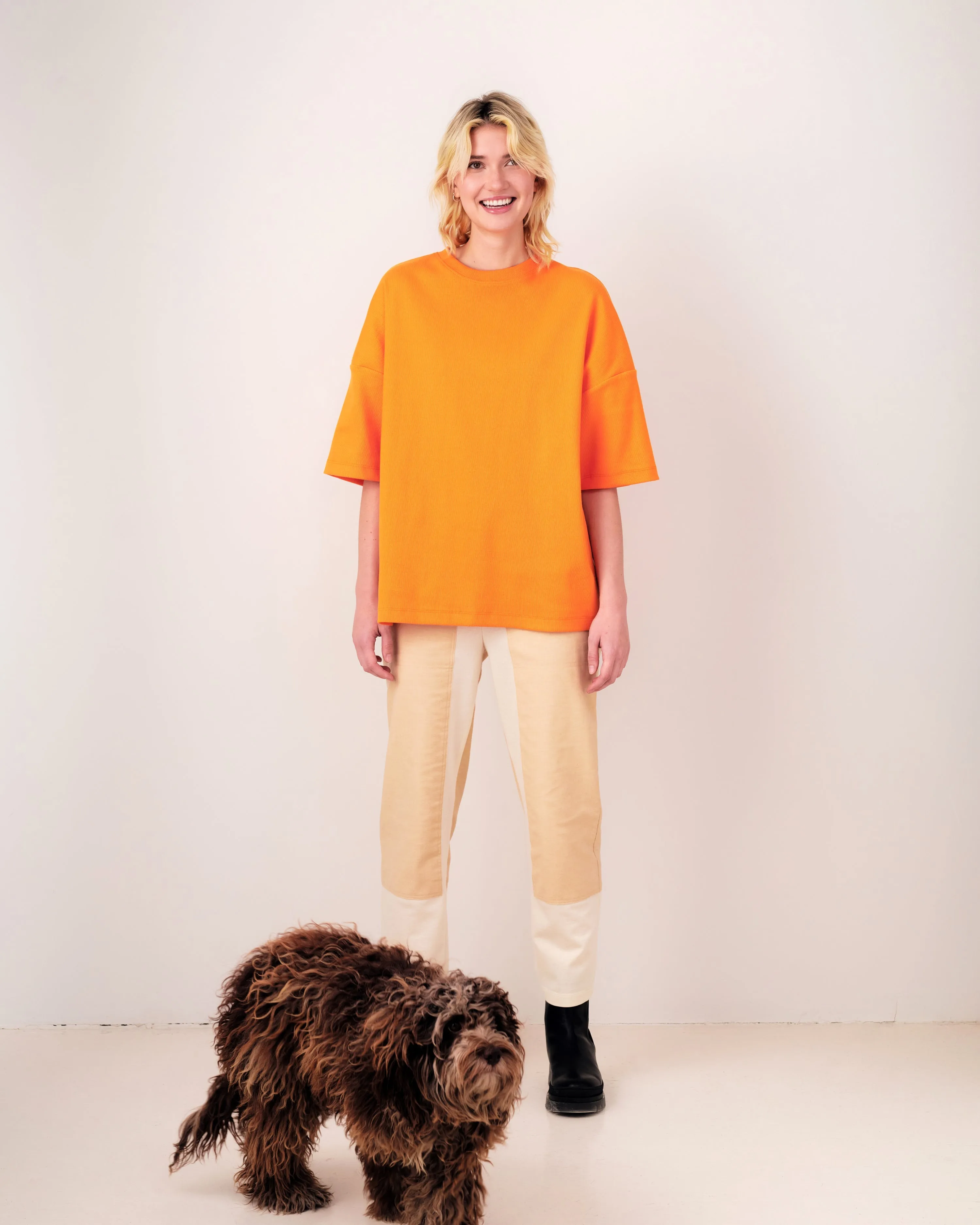 SYSTEME clementine oversized t-shirt-XS/S-M/L with little stains