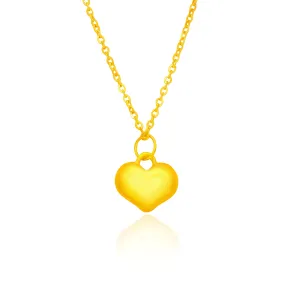 TAKA Jewellery 999 Pure Gold Pendant Heart with Silver Chain