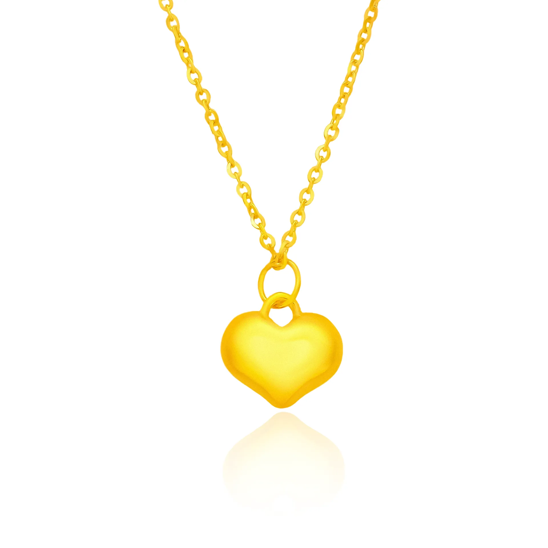 TAKA Jewellery 999 Pure Gold Pendant Heart with Silver Chain