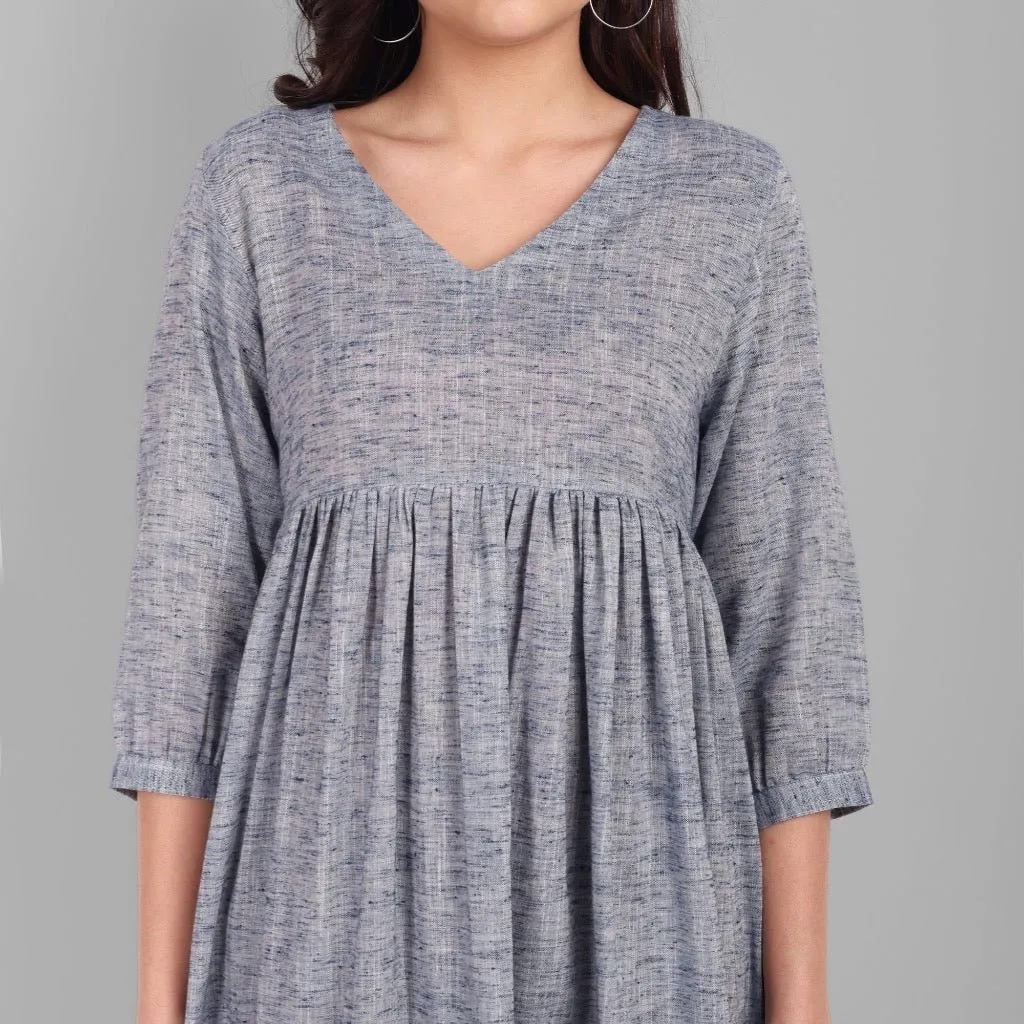 V Neck Gray Short Graduated Dress