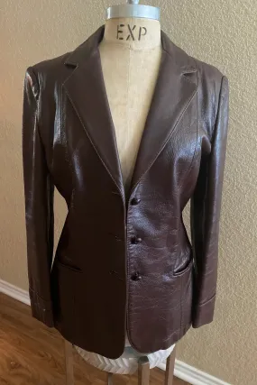 Vintage Leather Womens Blazer