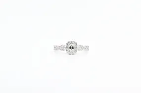 White Gold Emerald Cut Diamond Halo Engagement Ring