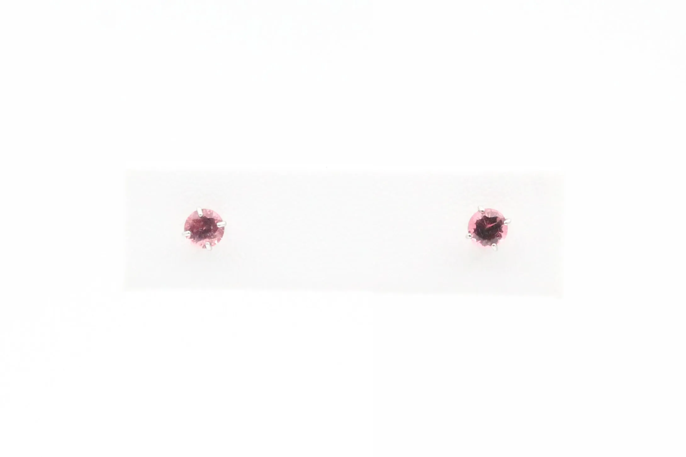 White Gold Pink Tourmaline Earrings